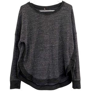 calia heathers charcoal gray black long sleeve split side sweatshirt top